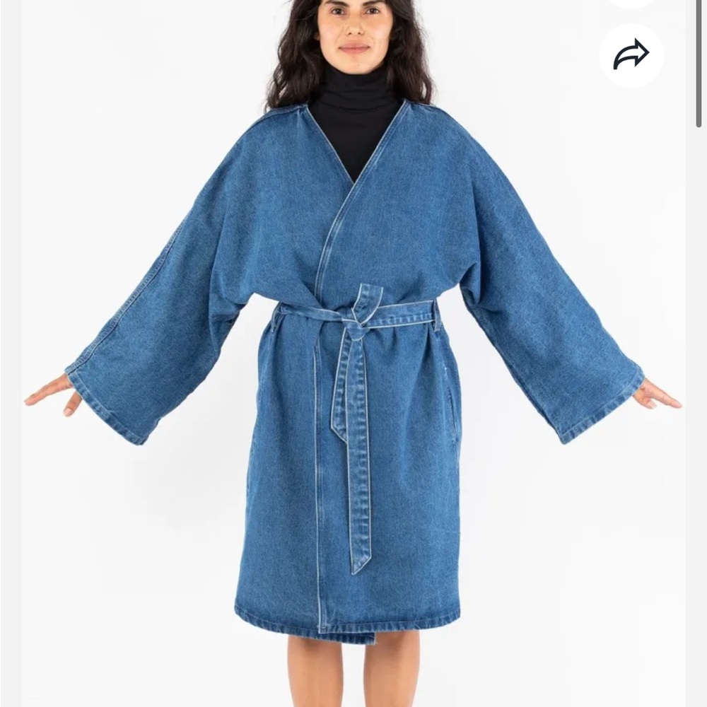 RARE - LOS ANGELES APPAREL OVERSIZED DENIM WRAP COAT